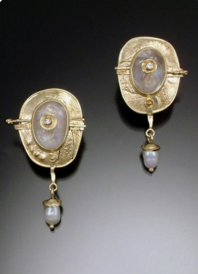 Wholesale Pearl Earrings Creative Gold Plated Enamel Set Diamond Earrings